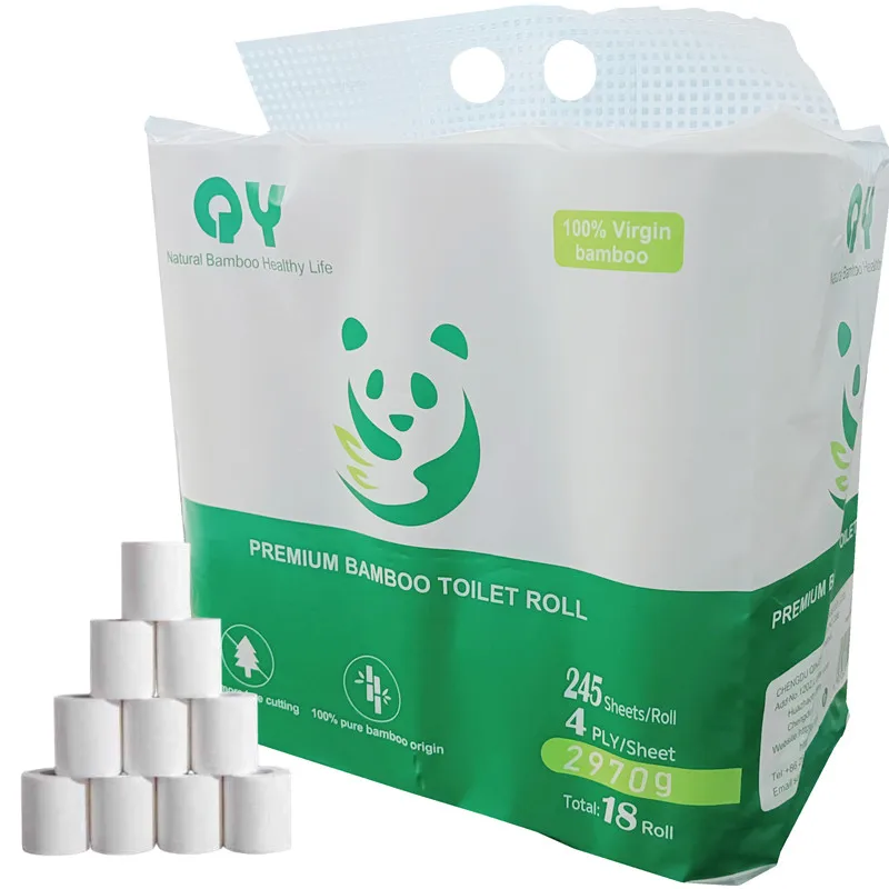 OEM High Quality Wholesale Toilet Paper Roll Water Soluble 4PLY Bamboo Toilet Paper