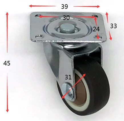 Furniture swivel caster 31mm TPR castor wheel with bearing