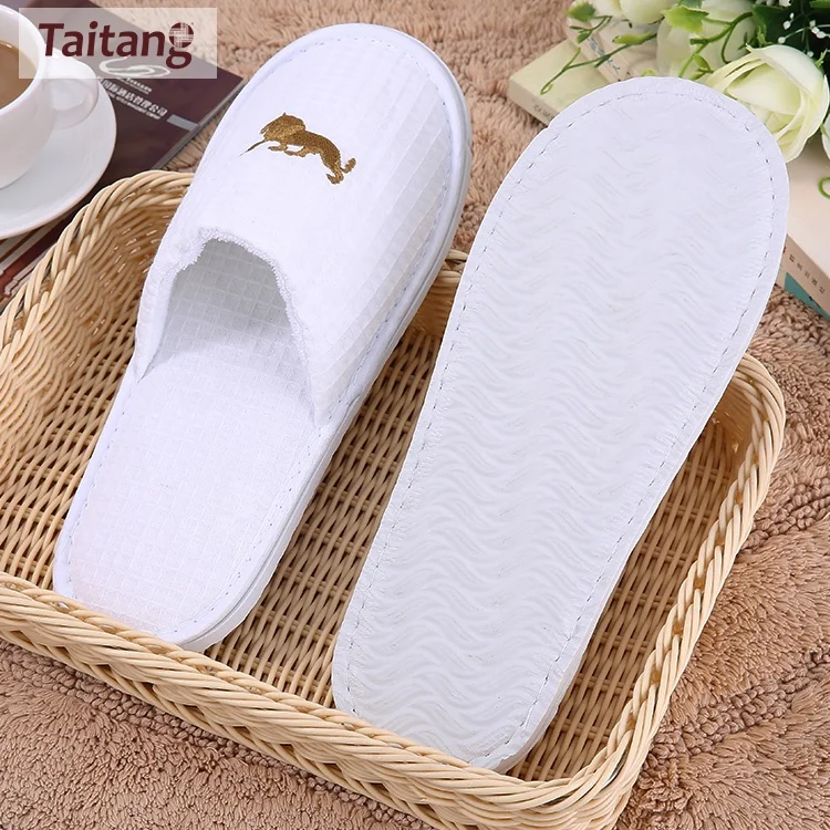Taitang Custom Logo Disposable Waffle Hotel Slipper