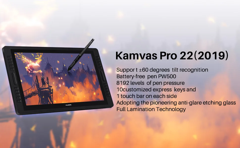 Графический планшет для рисования HUION KAMVAS Pro