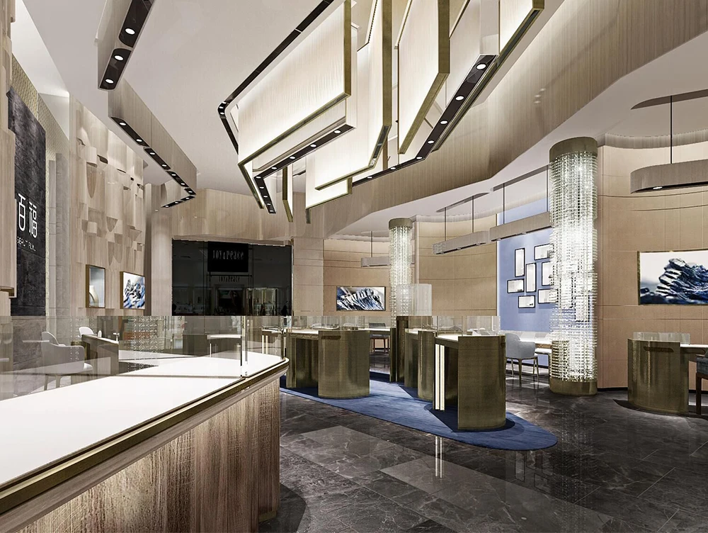 Bespoke Luxury Jewelry Shop Display Kiosk Retail Shopping Mall Display Showcase for Jewellery Jewelry Store interior design