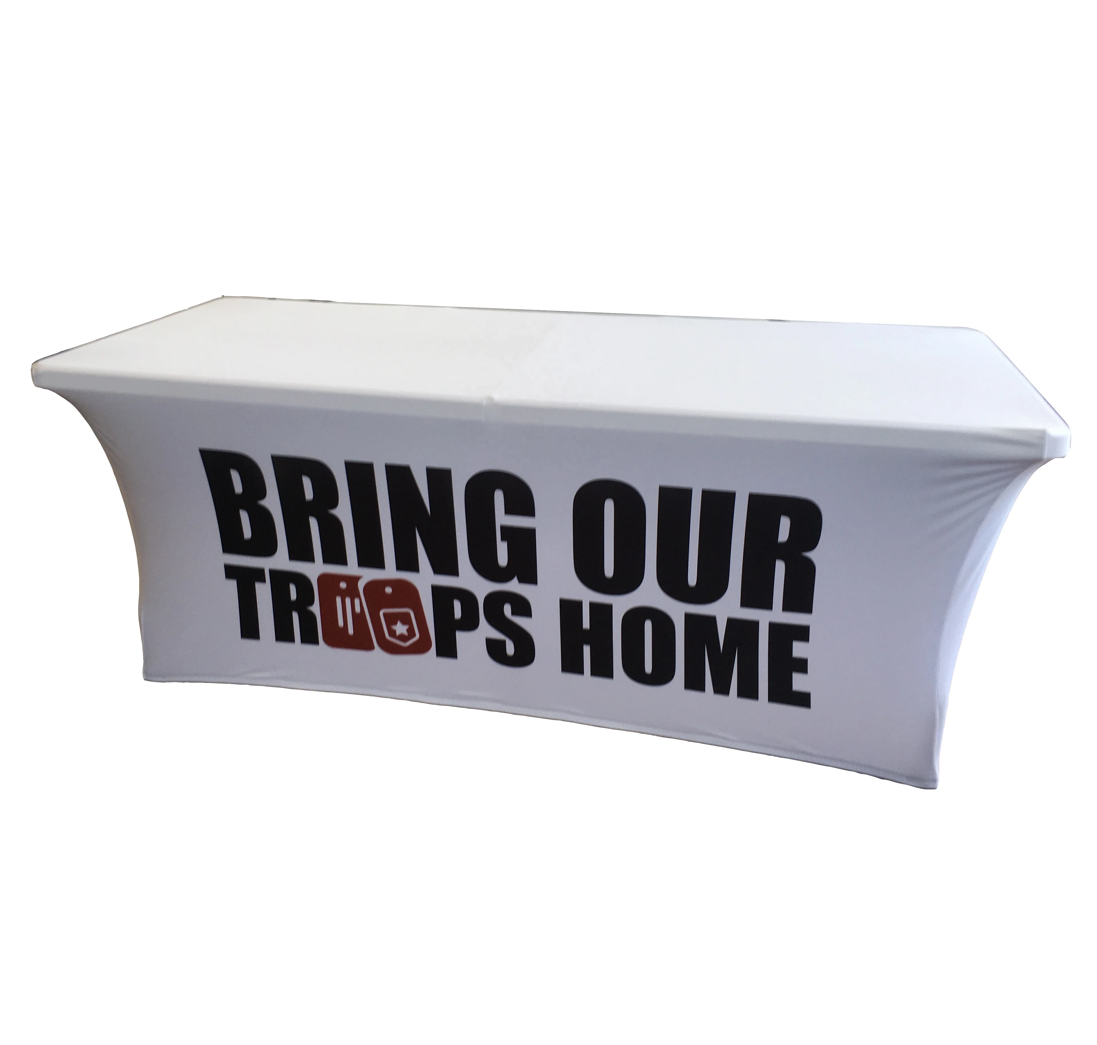 Any Design And Color Customized Table Cover Advertising Display Table Cloth With QR code