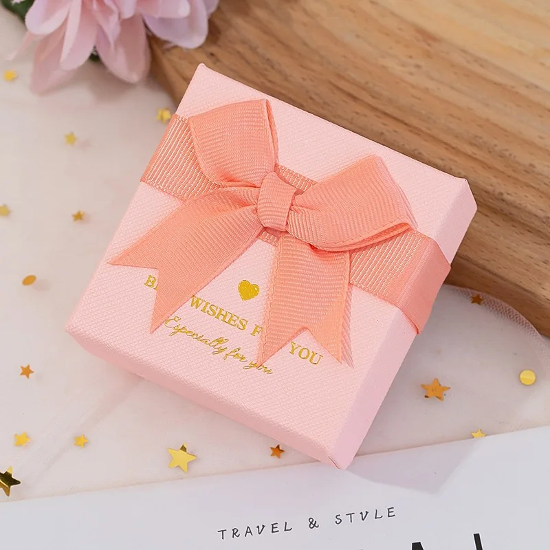 Luxury Dark Green Paper Cardboard Necklace Bracelet Rings Earrings Pendant Gift Paper Packaging Box for Jewelry with Bowknot