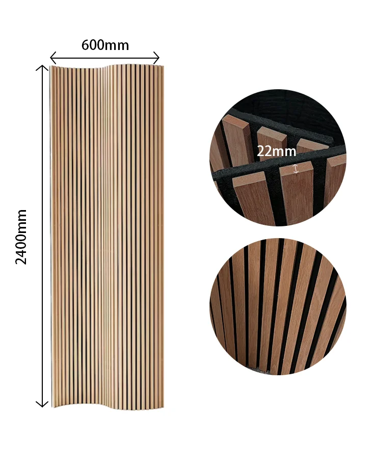 KASARO Customized 3d Wood Veneer Black Akupanel Flexible wood board Slat Soundproofing MDF Wave Acoustic Wall Felt Panels