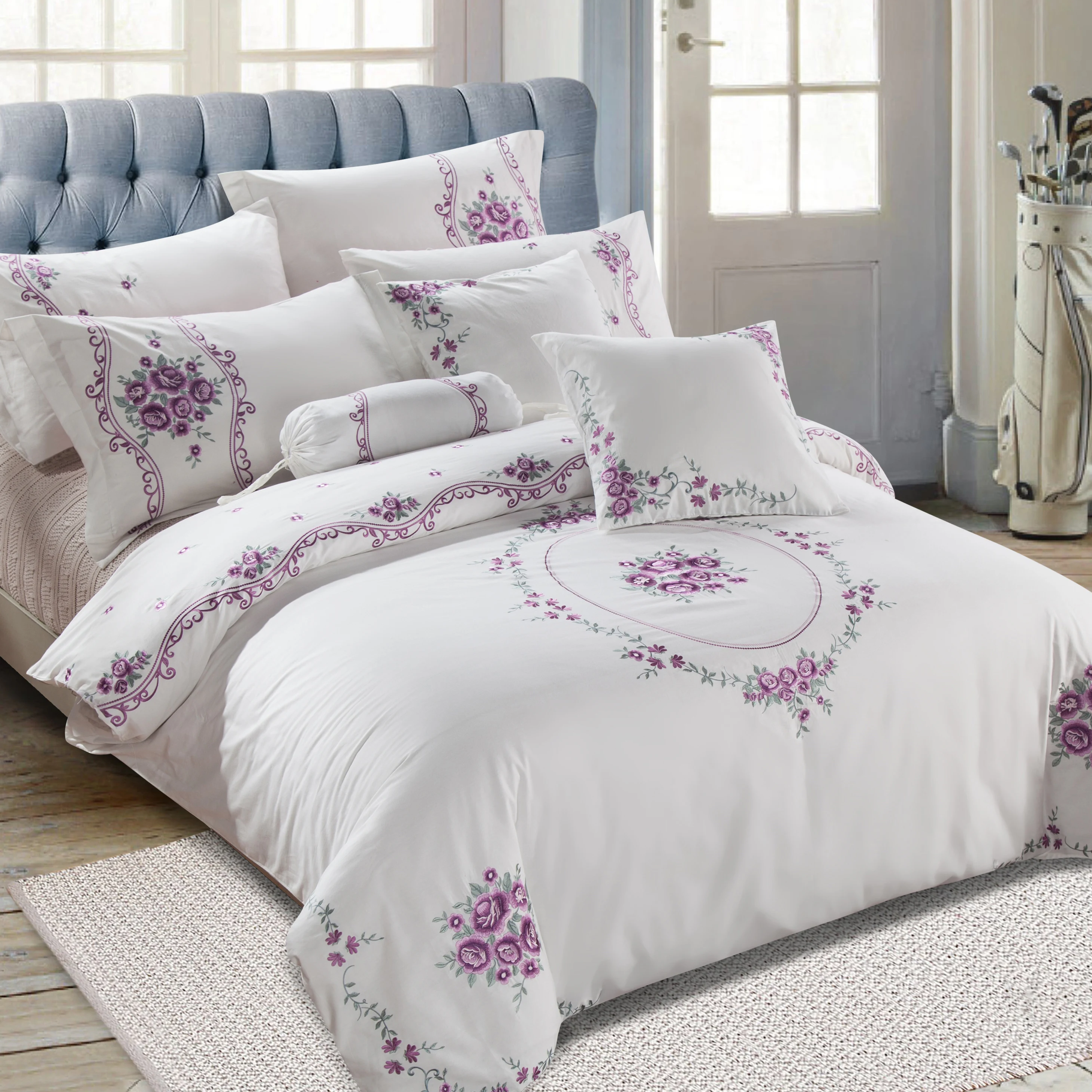 KOSMOS Bedding Embroidery Home Wholesale Microfiber Comforter Set