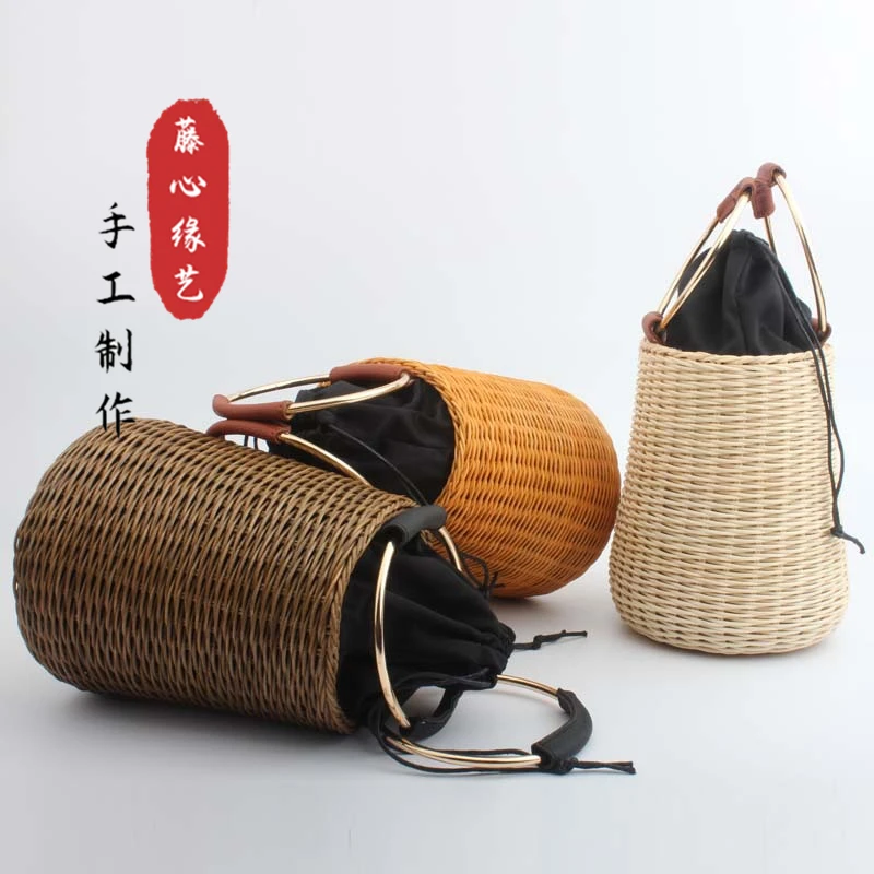 
 Новая женская сумка-ведро, бумажная соломенная односторонняя сумка-мессенджер в литературном стиле, Корейская версия  