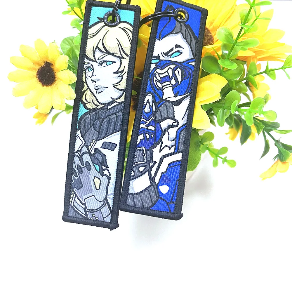 YYX Custom Car Fabric Flight Embroidery woven Keychains Fob Anime Jet Tag key holder