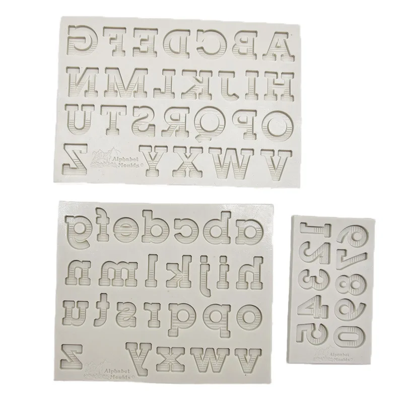 font uppercase capital lowercase English alphabet letters & Arabic numbers silicone DIY silicone molds set