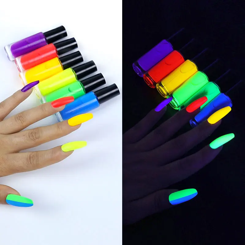 Wholesale private logo glow in the dark nail paint art color UV neon nail gel polish set for Halloween Party