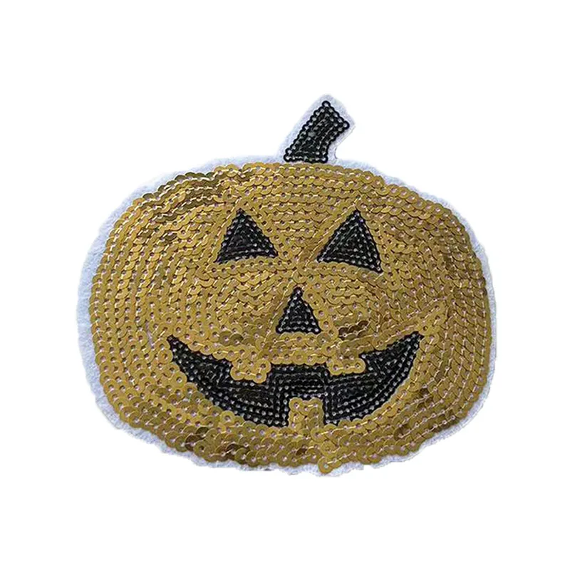 Wholesale Lovely Pumpkin Sequin Patch Design Iron on Orange Sequin Pumpkin Patch