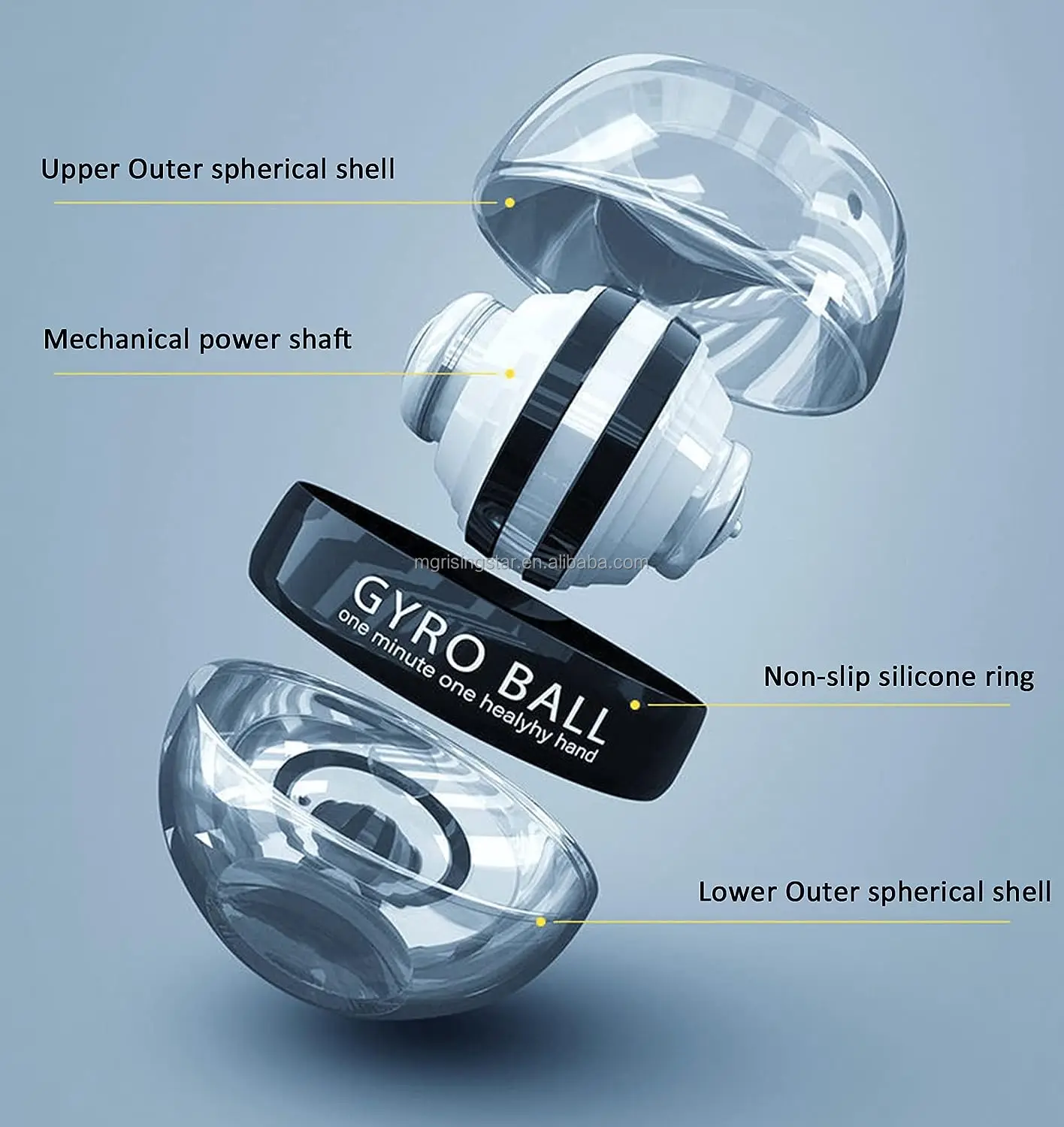 RS Gyro Ball Wrist Power Forearm Exerciser Gyroball Wrist Arm Trainer Exerciser LED Light Gym Forearm Power Wrist Gyro Ball