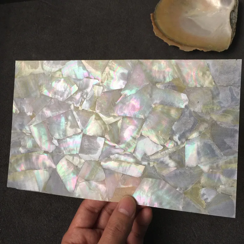 Unique Paint Decorative Yellow Mother of Pearl Shell Veneer Paper Wall Sheet Flakes Inlay Carved Lacquer Art Furniture