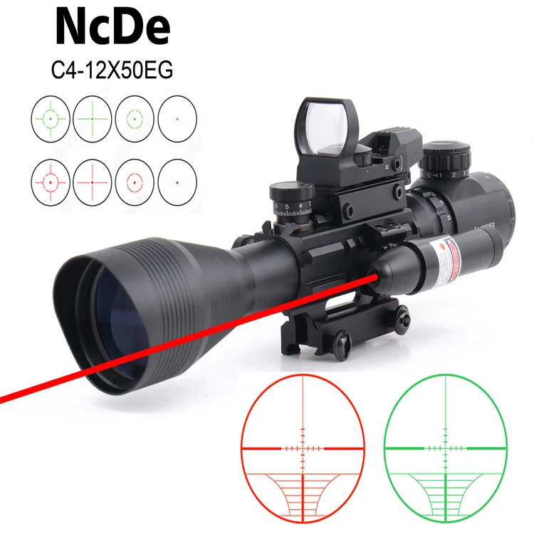 NcDe C4-12X50EG AR15 тактический прицел для винтовки с красным светом