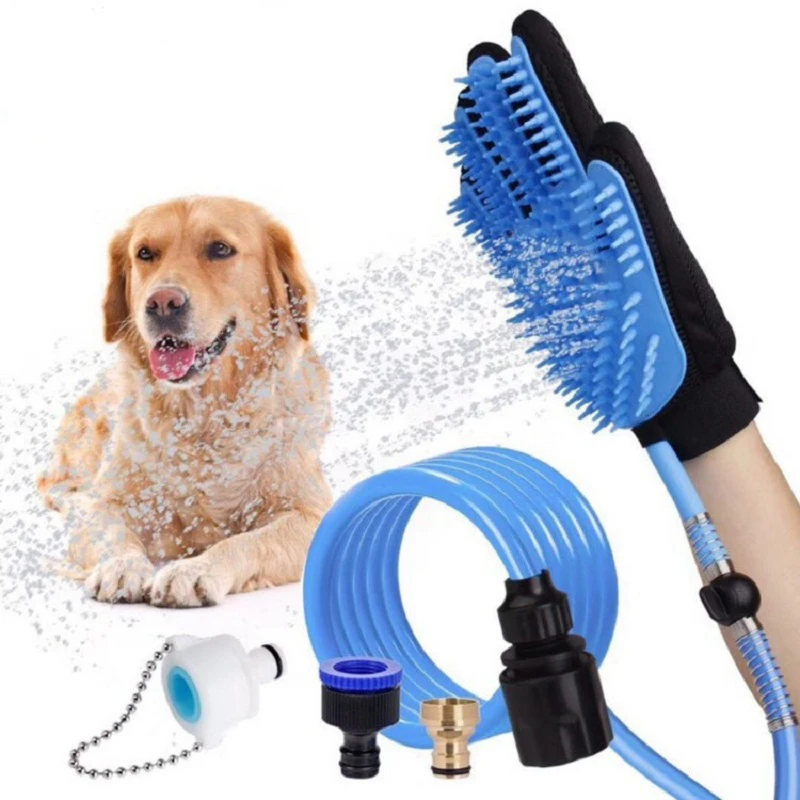 
Dog Shower Sprayer Bath Glove Pet Bathing Tool Compatible with Shower Bath Tub and Outdoor Garden Hose Pet Hair Remover 