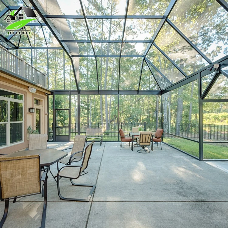 
Aluminum metal roof panels frame veranda glass sliding dividers aluminum door glass garden room 