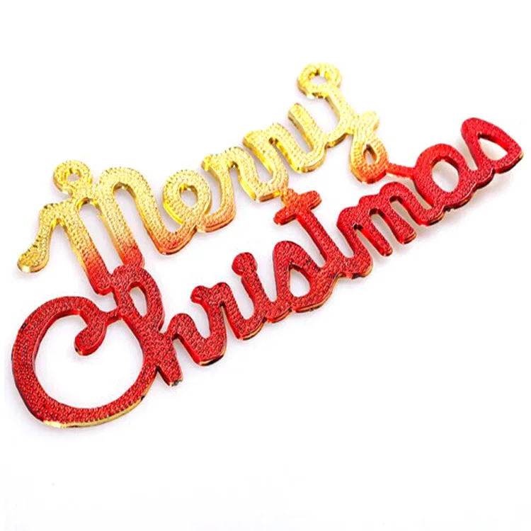 Merry Christmas Letter Board Pendant Christmas Tree Ornaments DIY Plastic Sticky Powder Christmas Tree  Plastic Crafts