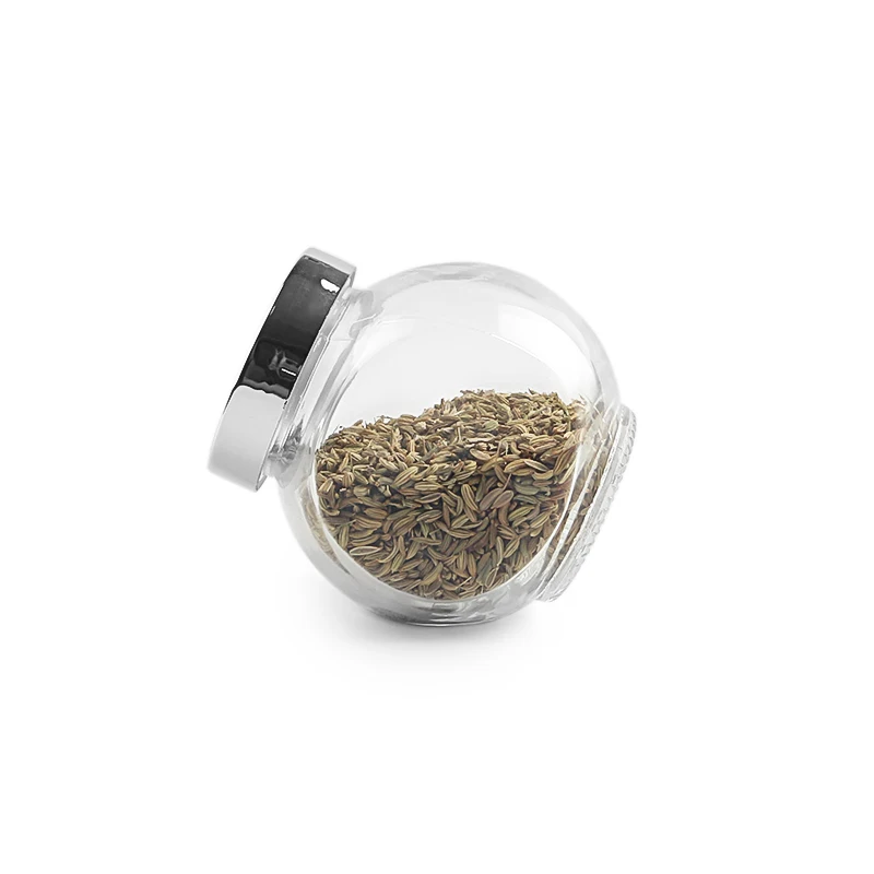180ml Flat Drum Shaped Clear Glass Food Storage Jar With Electroplate Lid