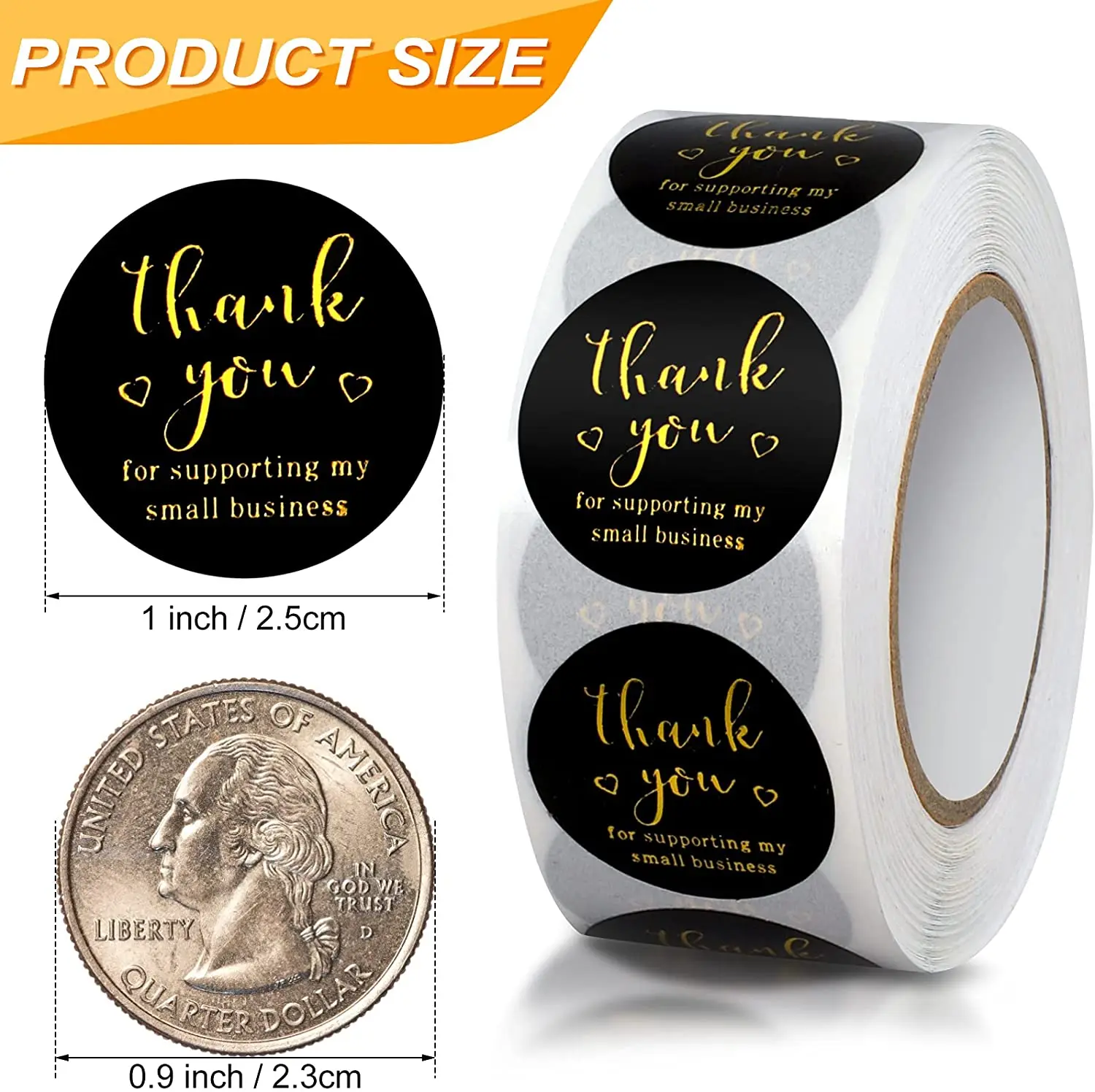 Wholesale High Adhesive Black And Silver Font Waterproof Round Thank You Sticker Notes