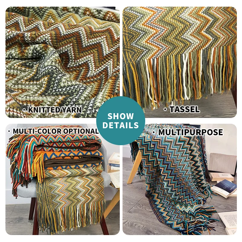 Geometric Pattern Outdoor Throw Blanket Sofa Covers  Home Dust Cover Air Conditioning Blankets