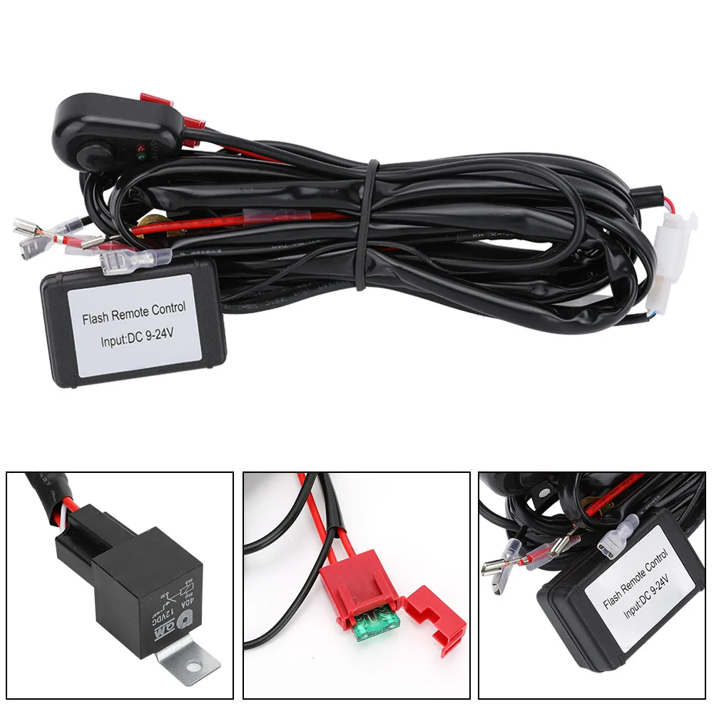 Remote Control Wiring Harness Kit Switch Relay LED Fog Light Bar Kit 12V 24V 40A for Offroad LED Light Bar Auto Car