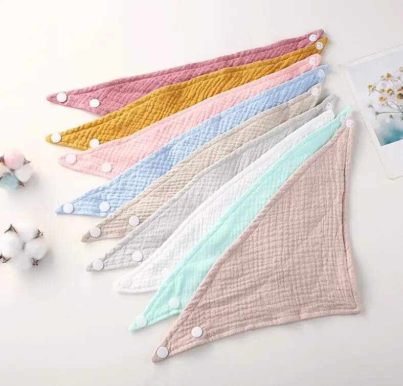 Wholesale  Organic Natural Cotton Baby Bib High Quality Custom Muslin Baby Bandana Bibs Infant Drool Bib with Snaps