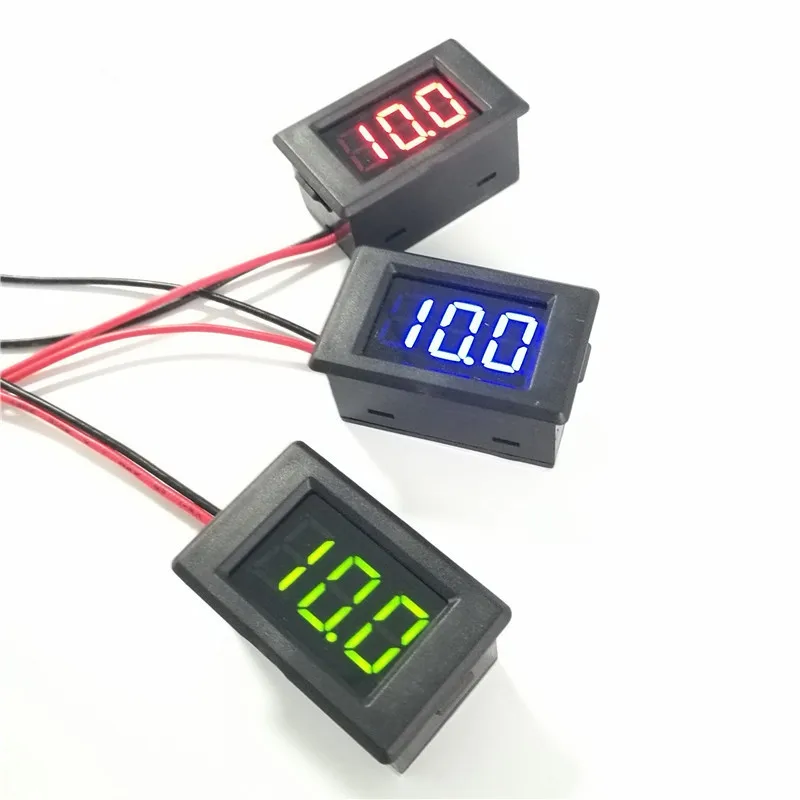 Peacefair PZVM-001 DC 0.36 inch Reverse Protection Red/Blue/Yellow LED Digital Panel DC Mini Voltmeter 12V