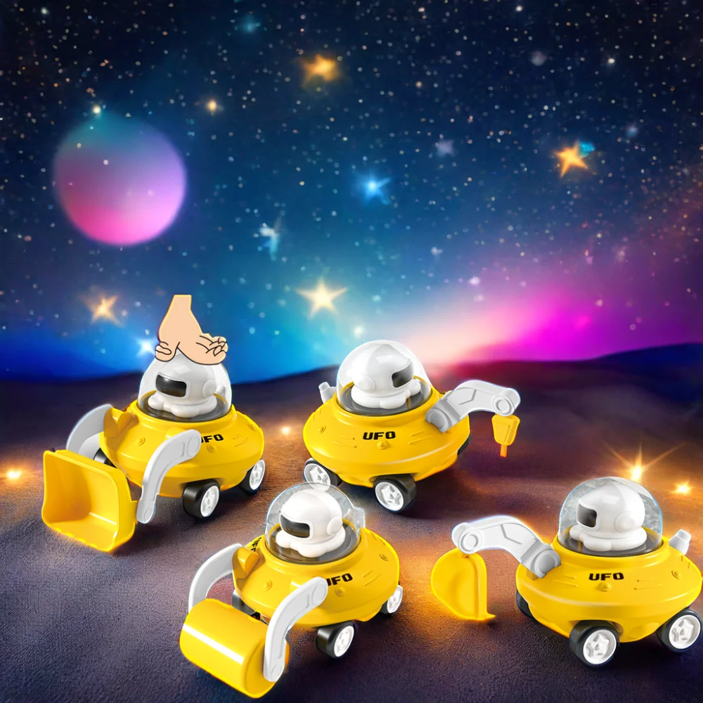 Wholesale Preschool Whistle Press Forword Construction Truck UFO Baby Car Toy Vehicle for Toddler