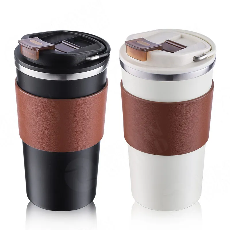 12oz Insulated Stainless Steel Travel Coffee Mugs Portable Double Wall Ceramic Thermo Coffee To Go Cup Tumbler Gift in Bulk