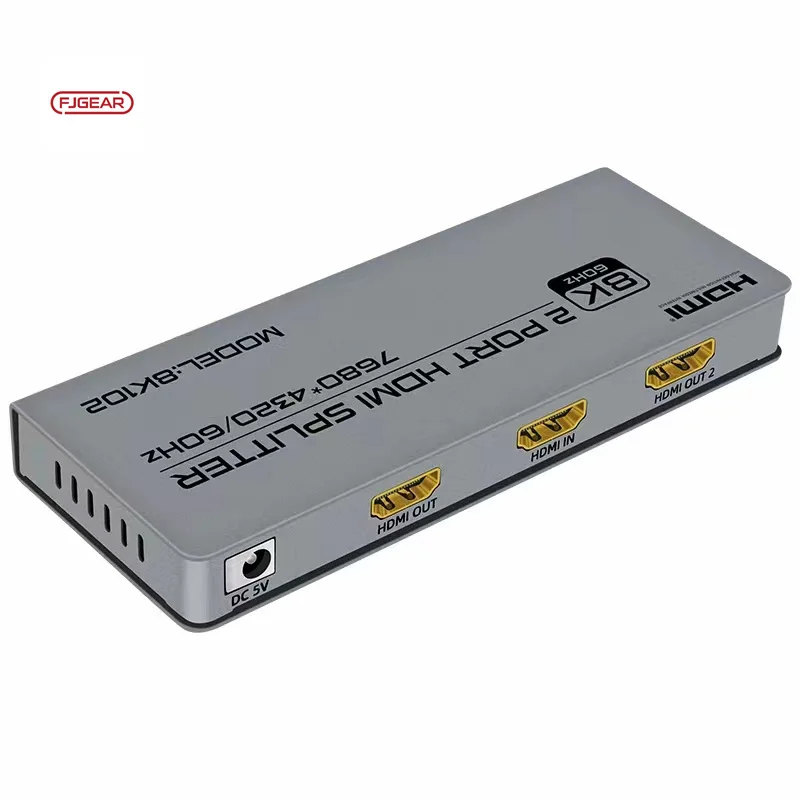 8K102 Fjgear Plug-And-Play Ultra Hd Video Splitter 7680*4320/60Hz 1 In 2 Out Hdmi 2.1 8K Splitter
