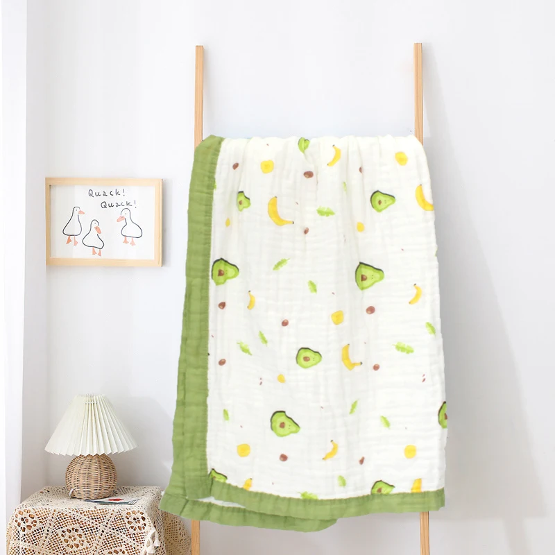 100% Organic Cotton Muslin Gauze Swaddle Baby Bedding 6 Layer Custom Print Muslin Blankets For Babies