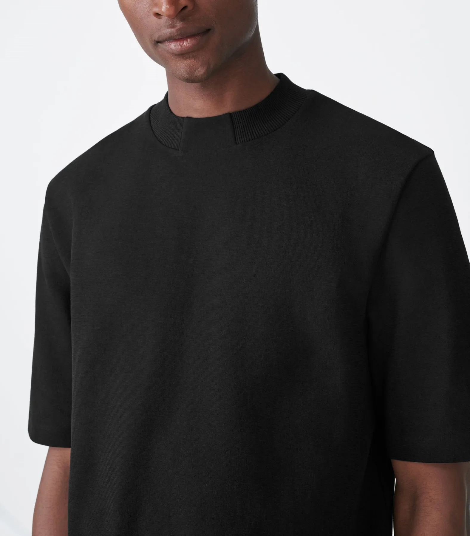 High Quality 100% Cotton Tshirts Custom Mock Neck Black T-shirt T Shirts Clothing for Wholesale Men Oversized Blank Plain Jersey