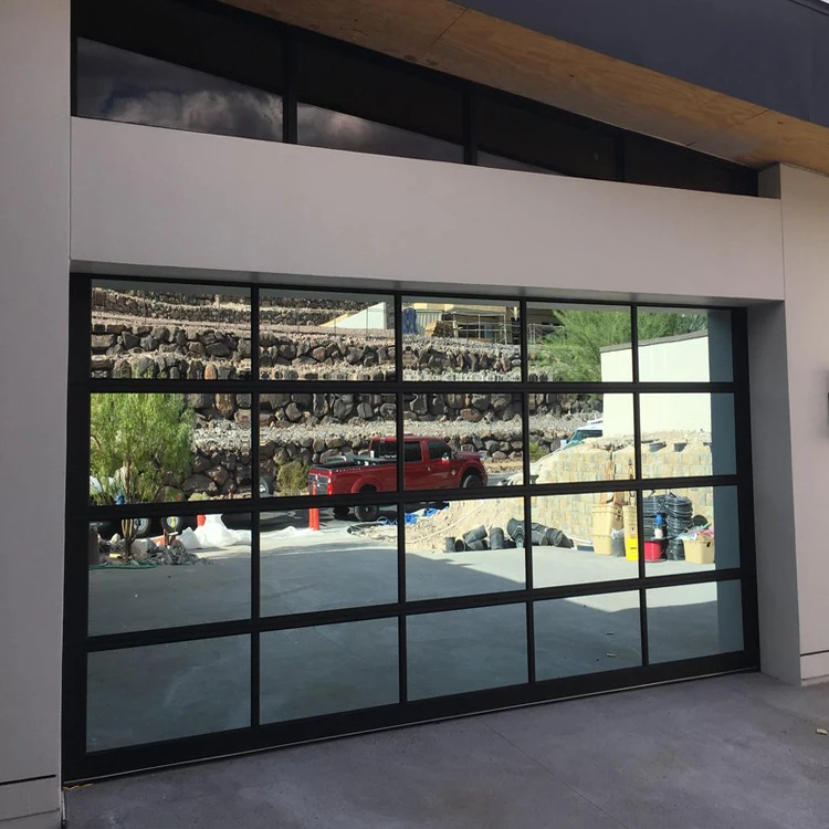 Double Frameless Mirror Glass Carriage House Garage Door