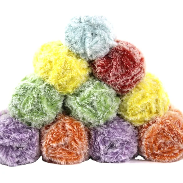 Abundant Stock 100% Polyester Fluffy Feather Faux Fur Fancy Hand Knitting Crotchet Yarn for Socks Knitted Wholesale
