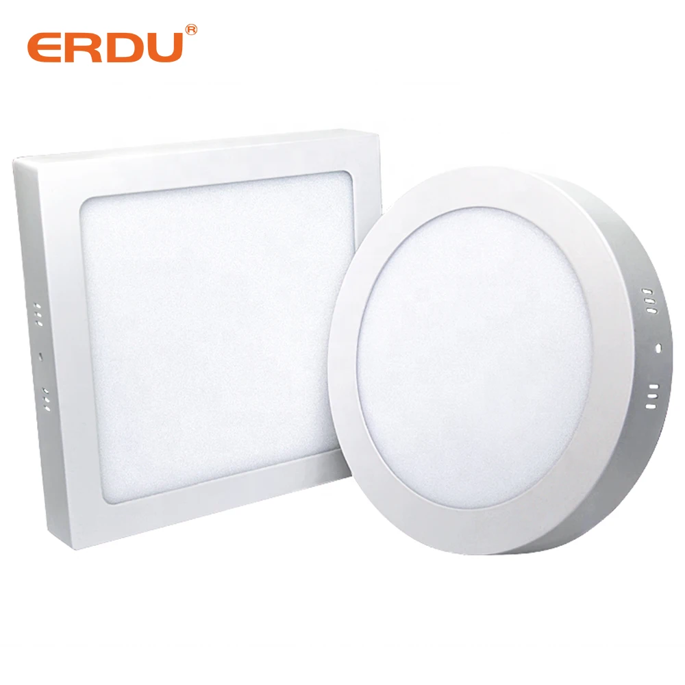 ERDU Surface Mounted Indoor Lighting Aluminum Smd Round Square Ceiling Led Slim Panel Light
