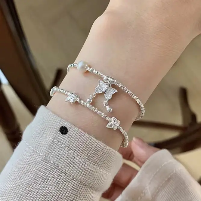 2024 popular gold bracelet with pink bow pendant, unique design and elegant delicacy