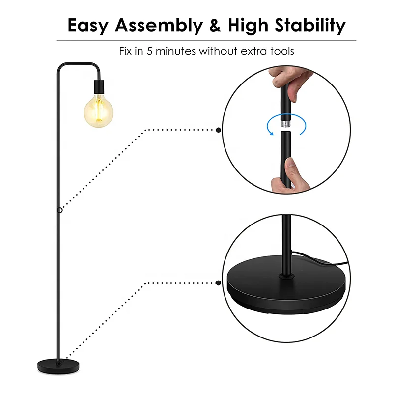 
Home bedroom floor lamp tripod wooden base living room warm E27 cylindrical fabric lampshade floor lamp 