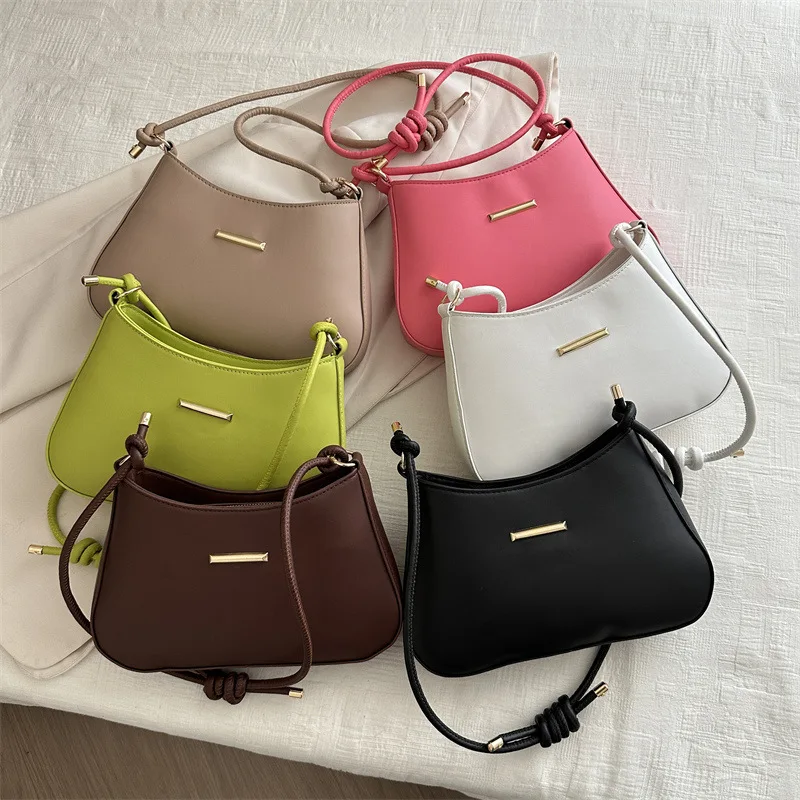 2024 6 Colors Lock Casual Messenger Bag Letter Fashion  One-Shoulder Underarm Bag Chains Candy Color Button New