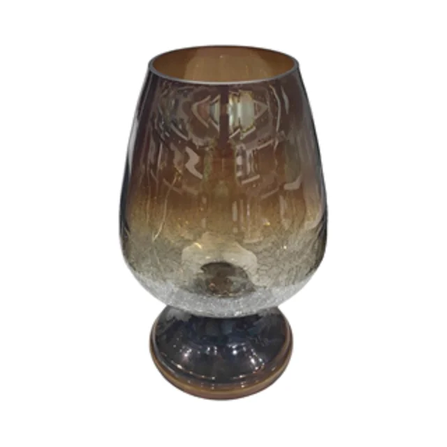 
HomeHotel Decor Unique Lamp Shape Best Quality Handcraft Decorative Brown And White color Glass Made Candle Vase 