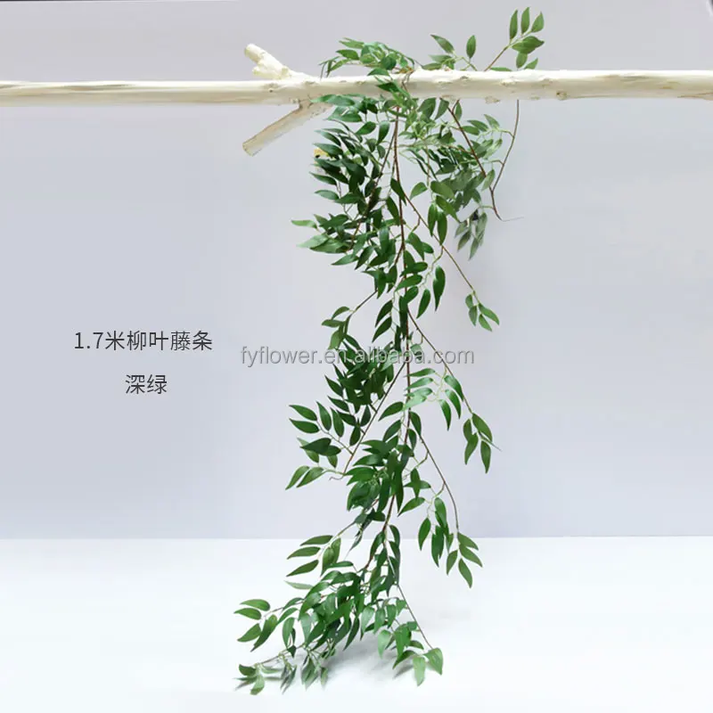 beautiful 6 foot  336pcs green leaf artificial garland willow leaves vine for wedding arch decor home mantle decoration