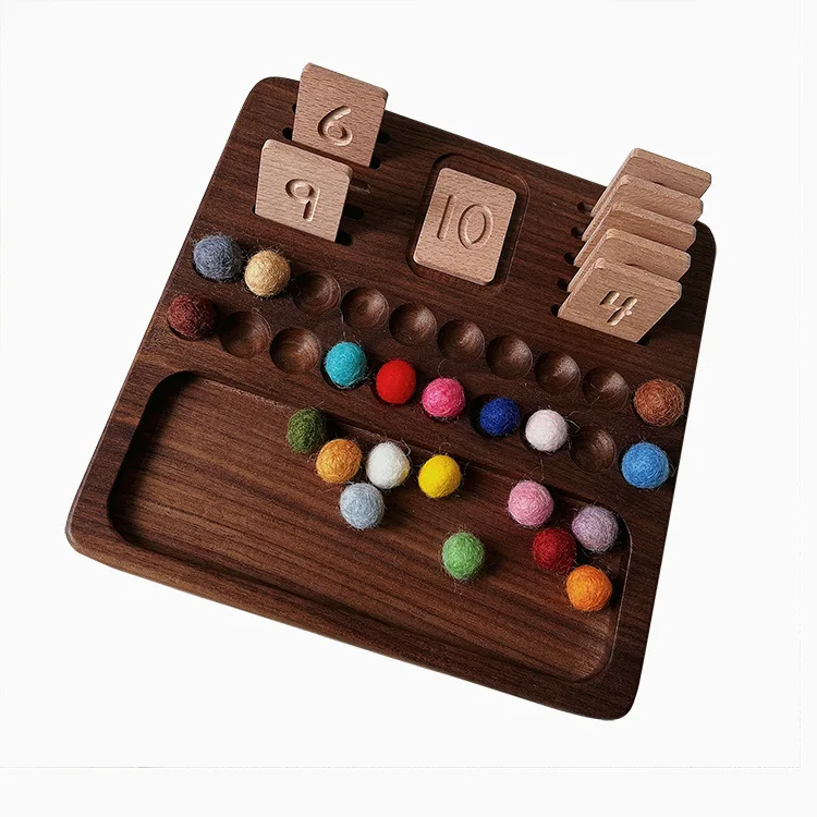 Montessori beech wood Math reversible board with number cards 1-20 preschool homeschool learning resource birthday gift for kids
