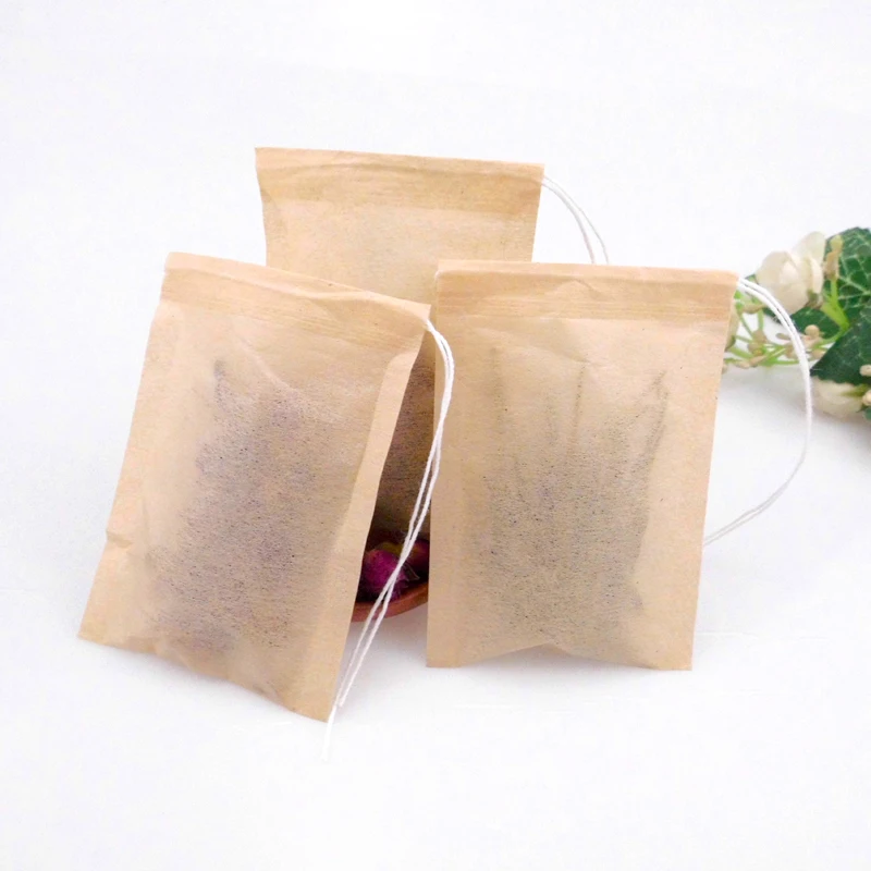Tea Filter Bags, Disposable Paper Tea Bag with Drawstring Safe Strong Penetration Unbleached Paper for Loose Leaf Tea,Coffee