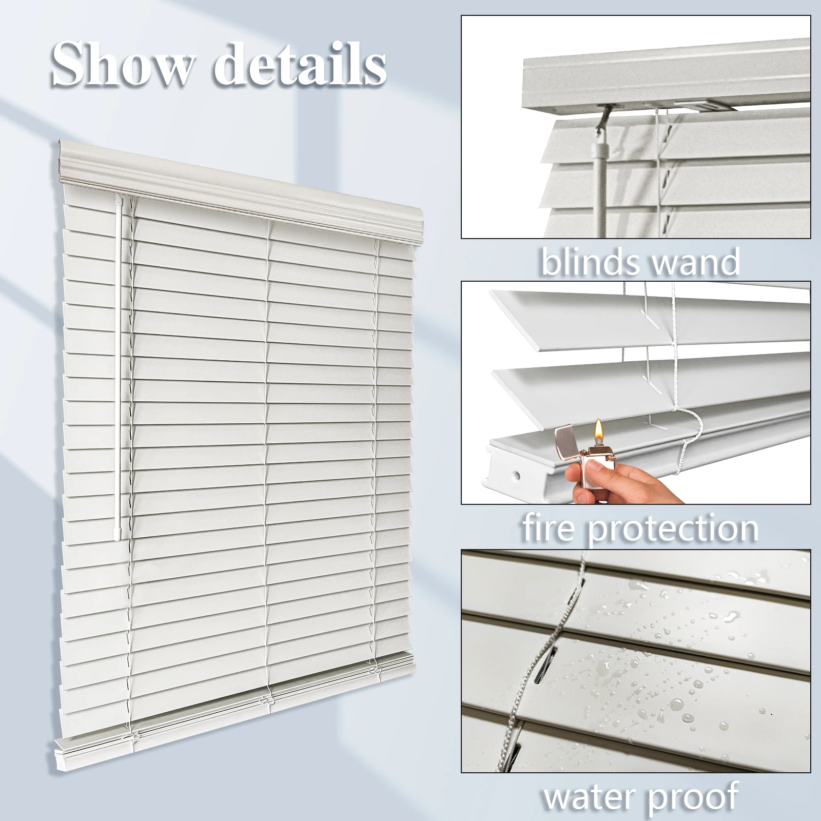 Hot Sale Manual Cordless Blind Wood Faux Blackout Blinds 2 Inch Faux Wood Blinds With High Quality