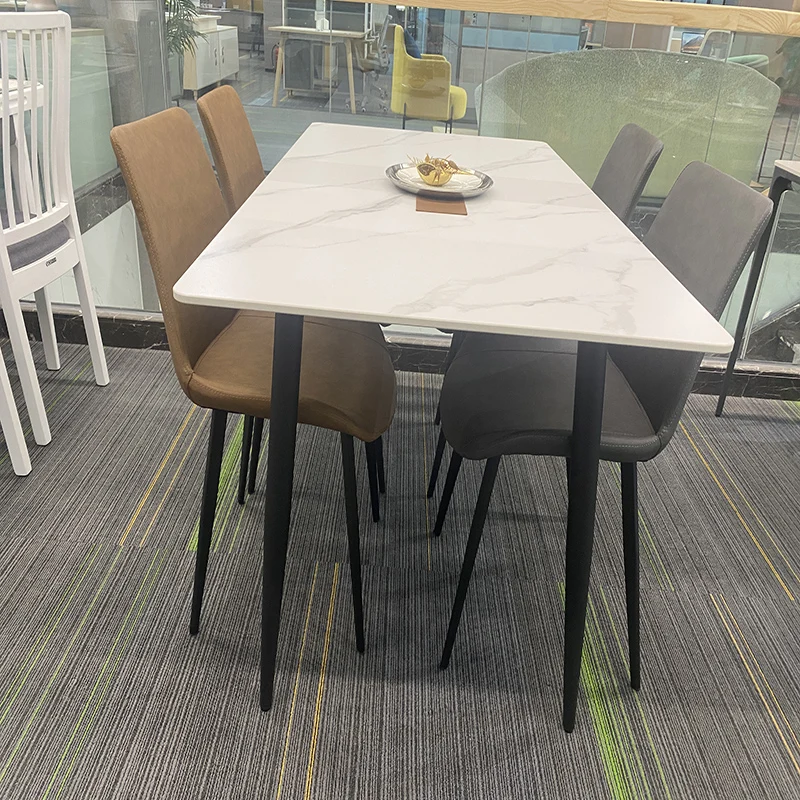 Modern room furniture square rectangle restaurant marble dining table with 6 chairs