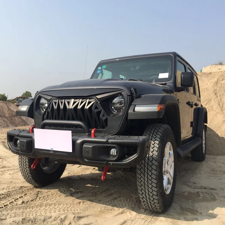 RayPG Grill Cover Factory Hot Selling Shark Grill Covers Black ABS Front Grille For Jeep Wrangler JL 2018 2019 2020 2021 2022