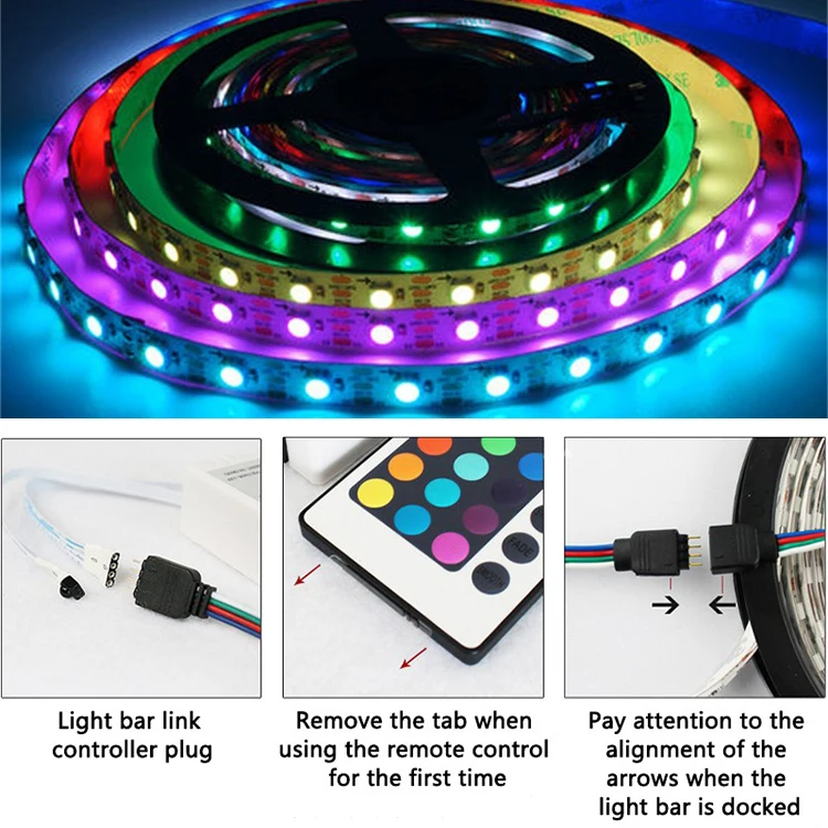 Flexible LED Strip Light Remote control 5050 RGB LED Smart Music Sync Color Changing LED Tape Light TV Backlight led Strips