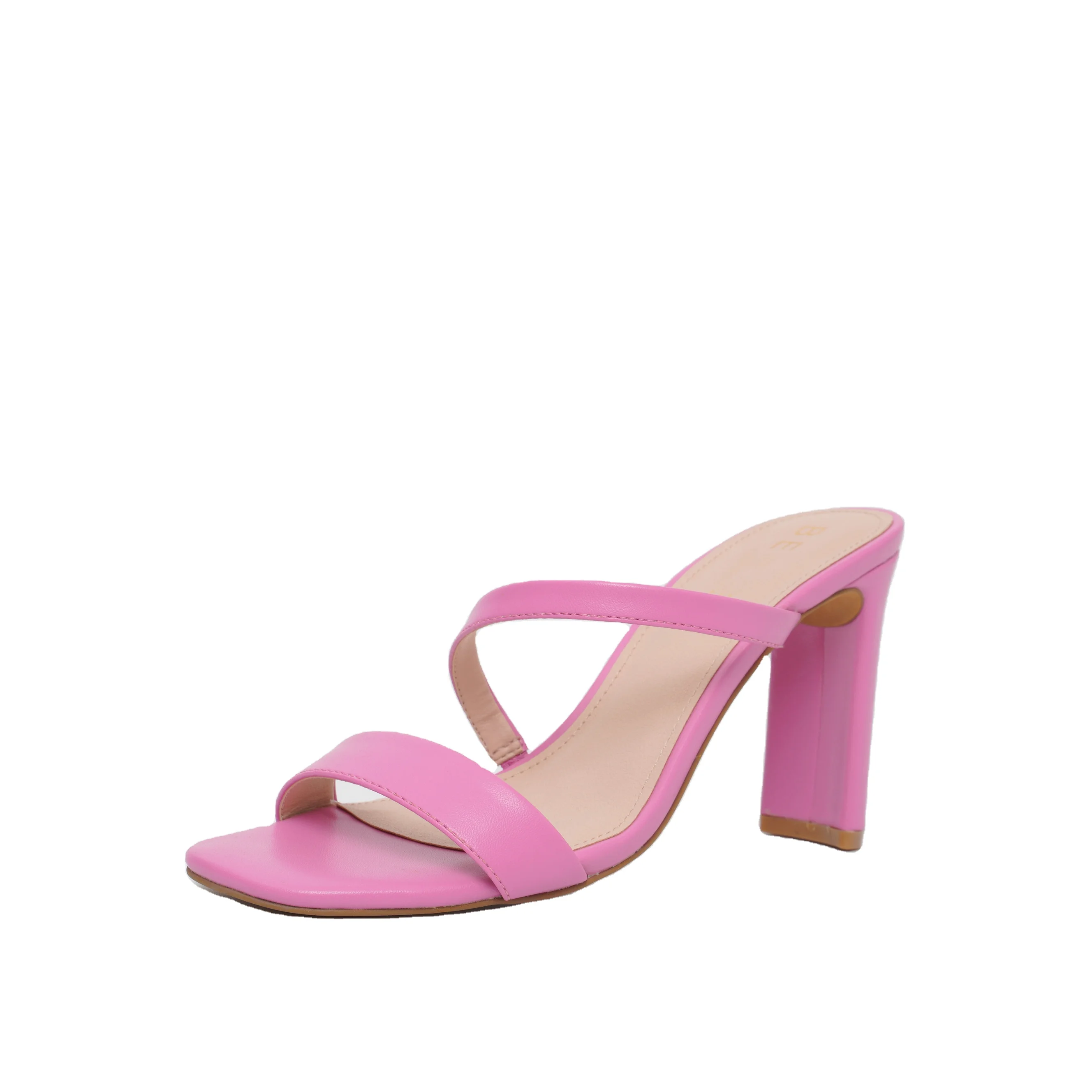 Quality Assurance Fashion Custom PU High Heeled Slide Sandals For Women, Open Toe Thin Two Strap Dress Shoe for Summer