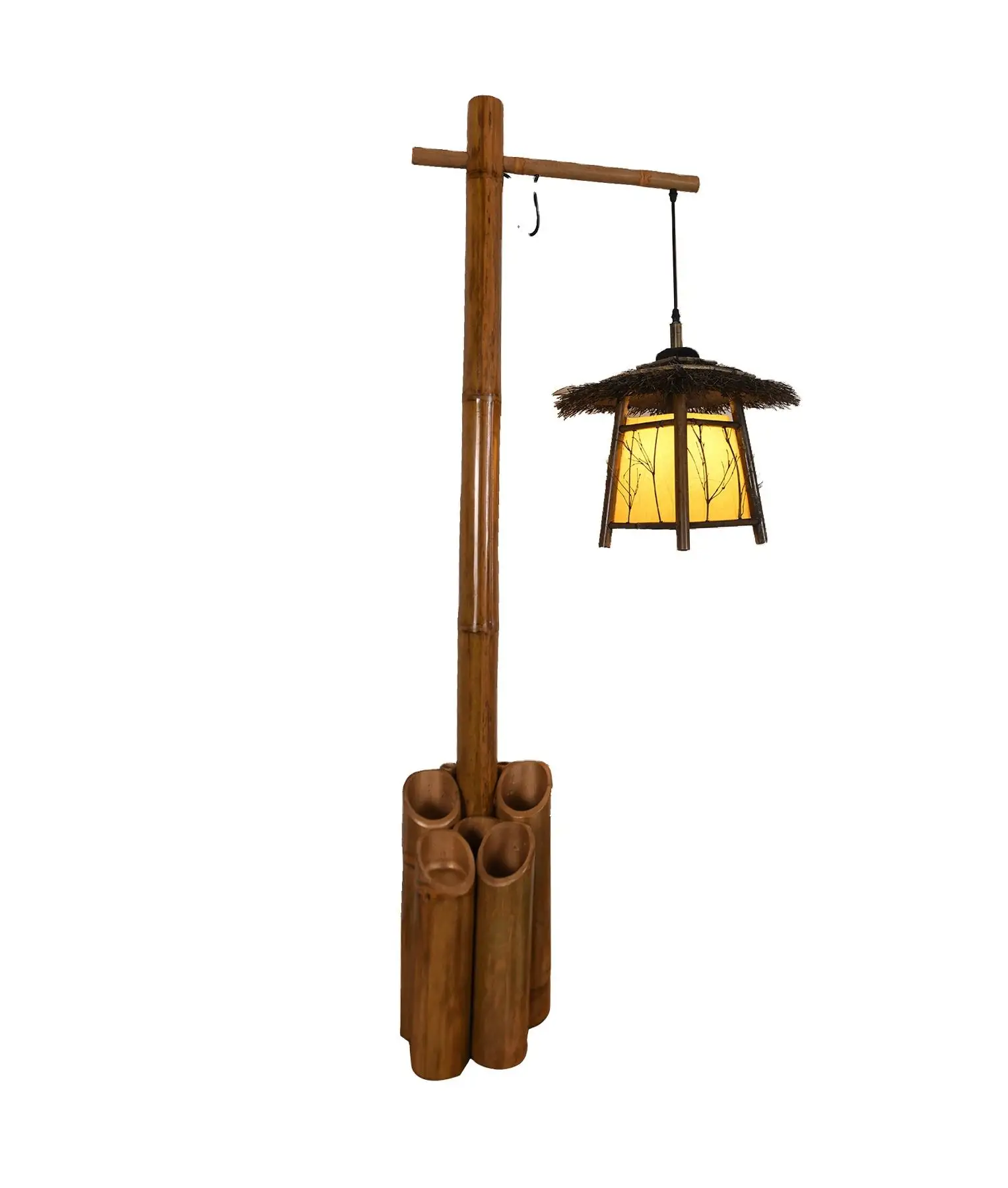 Chinese style antique bamboo lamps guzheng room living room retro Chinese restaurant study B&B inn floor lamp