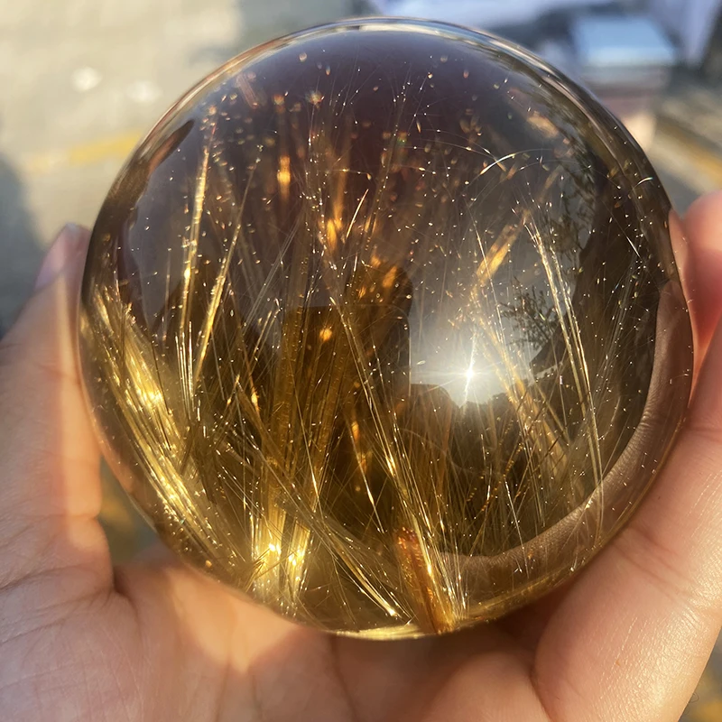 wholesale natural high quality crystal ball polishing Rutilated Quartz crystal spheres for feng shui Decoration