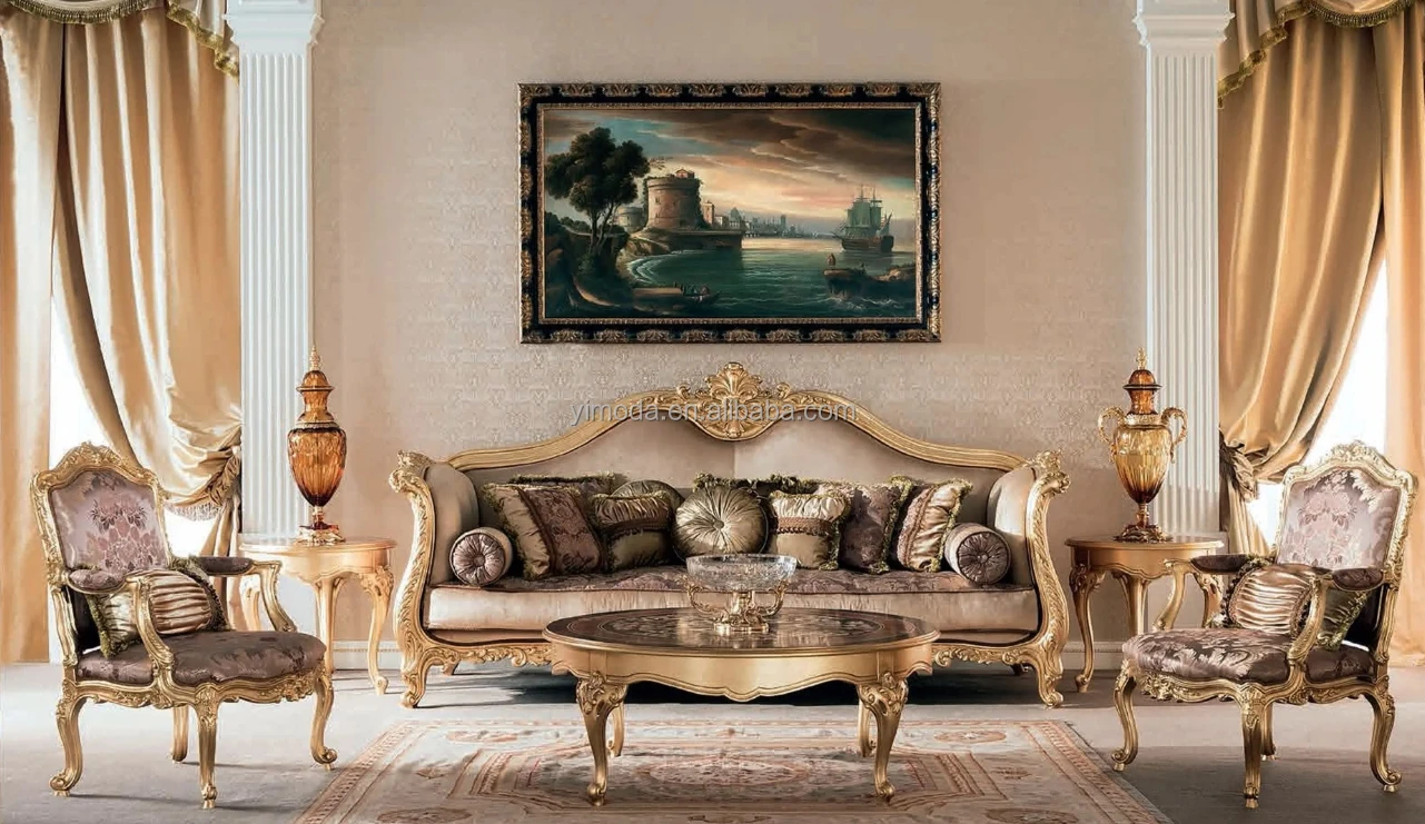 Royal Baroque European-Style Luxury Sofa Living Room Furniture Brown leather Sofa Set comfort Tufted Chesterfield antique Sofa