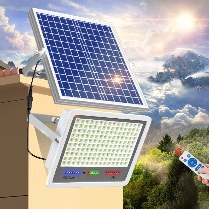 Outdoor Energy-saving 100W 200w 300w Solar Powered Led Solar Double Flood Light High Power With Remote Control